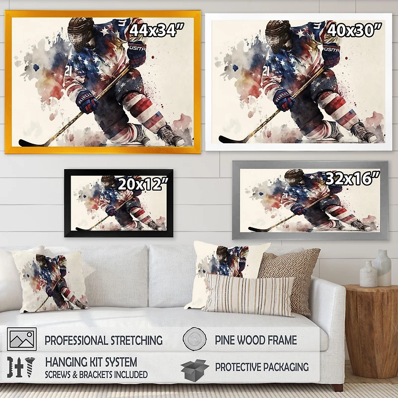 Usa Hockey Player Action Wall Art