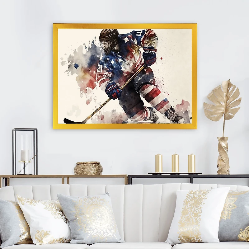 Usa Hockey Player Action Wall Art