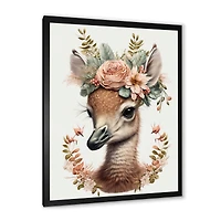Cute Baby Flamingo With Floral Crown Wall Art