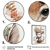 Cute Baby Flamingo With Floral Crown Wall Art