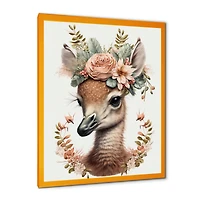 Cute Baby Flamingo With Floral Crown Wall Art