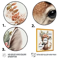 Cute Baby Flamingo With Floral Crown Wall Art