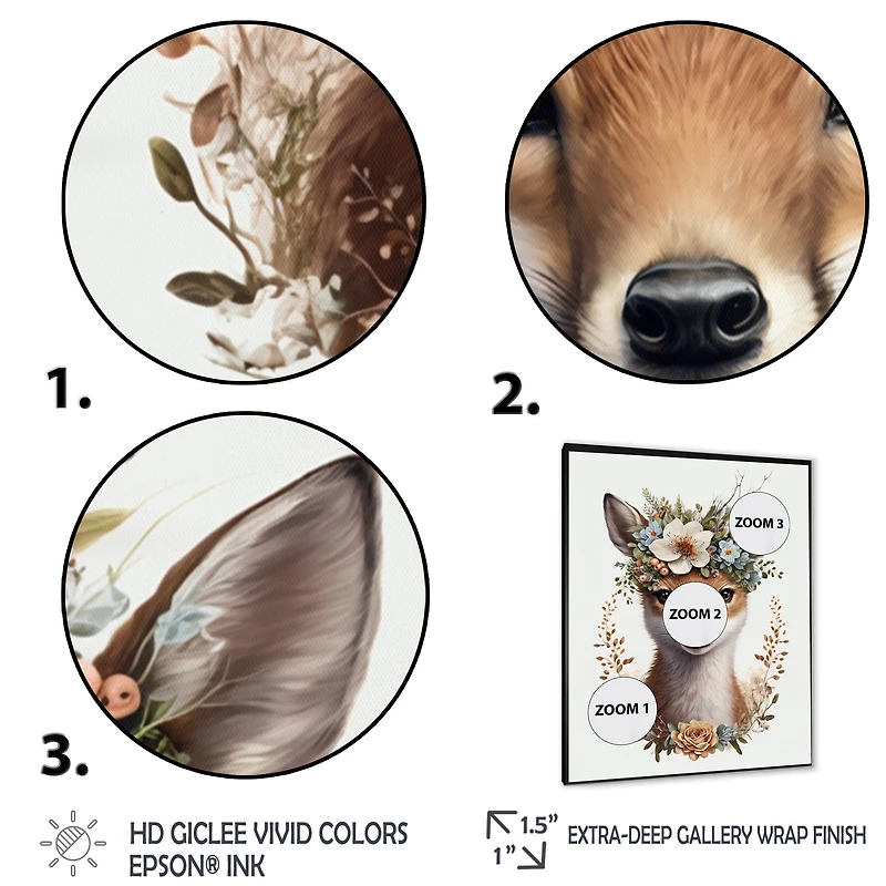 Cute Baby Fox With Floral Crown Wall Art