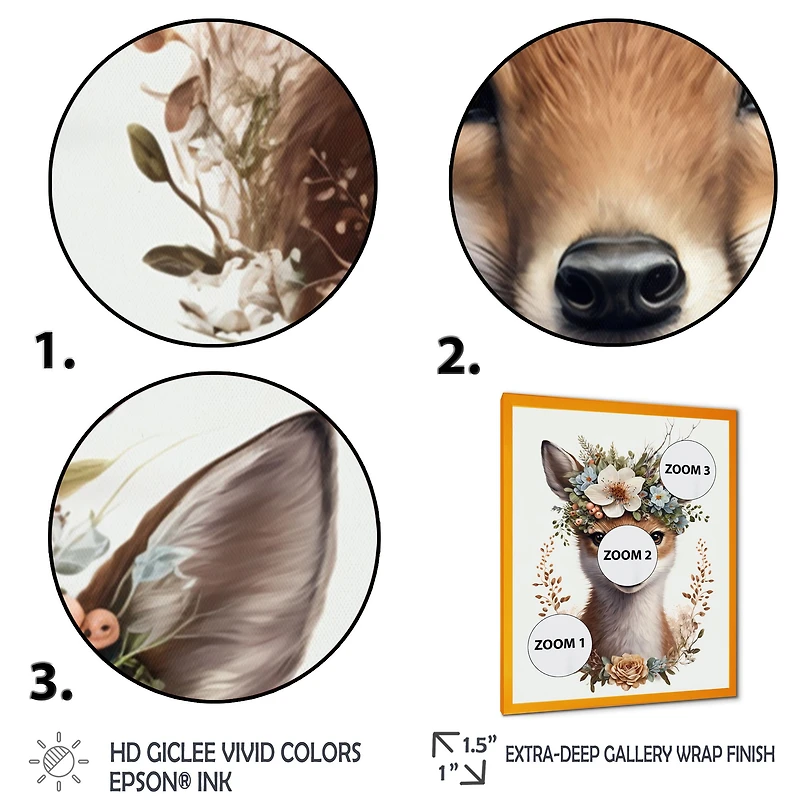 Cute Baby Fox With Floral Crown Wall Art