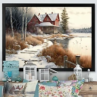 Calm Red Barn Winter Wall Art