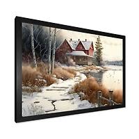 Calm Red Barn Winter Wall Art
