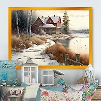 Calm Red Barn Winter Wall Art