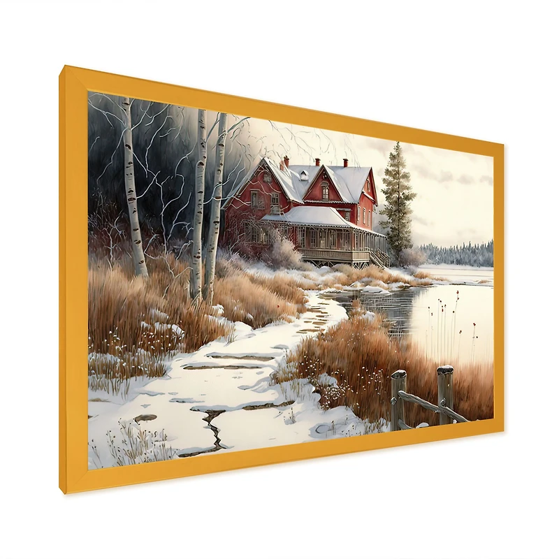 Calm Red Barn Winter Wall Art