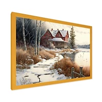 Calm Red Barn Winter Wall Art