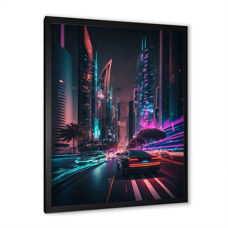 Futuristic Miami Neon Art Wall