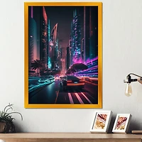 Futuristic Miami Neon Art Wall