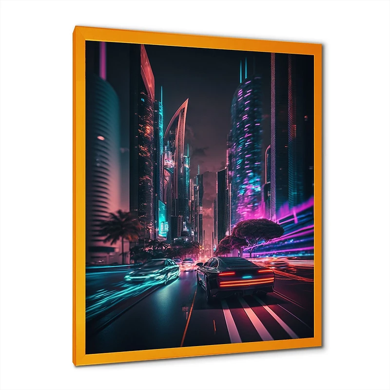 Futuristic Miami Neon Art Wall