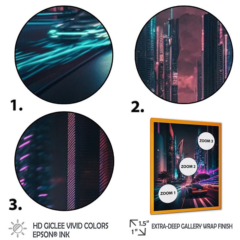 Futuristic Miami Neon Art Wall