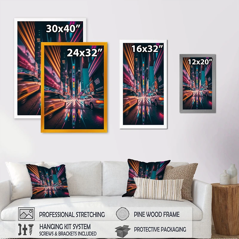 Futuristic New York City Neon Wall Art