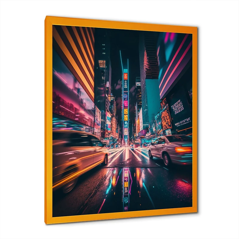 Futuristic New York City Neon Wall Art
