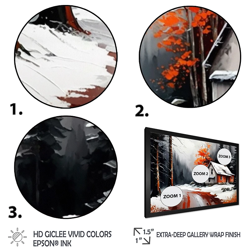 Monochrome Orange Cottage Winter IV Wall Art