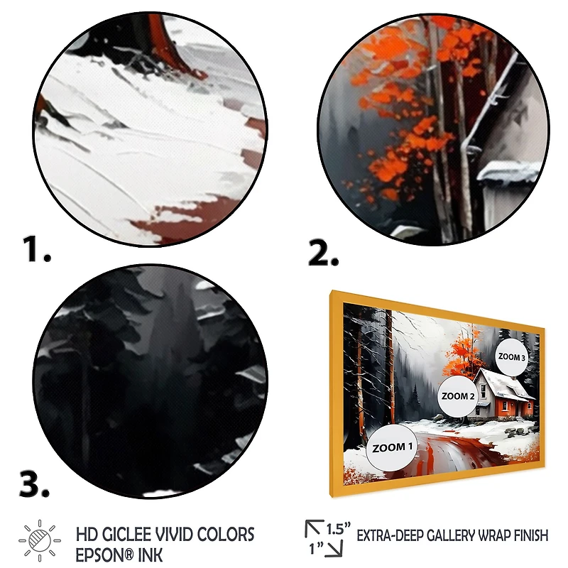 Monochrome Orange Cottage Winter IV Wall Art