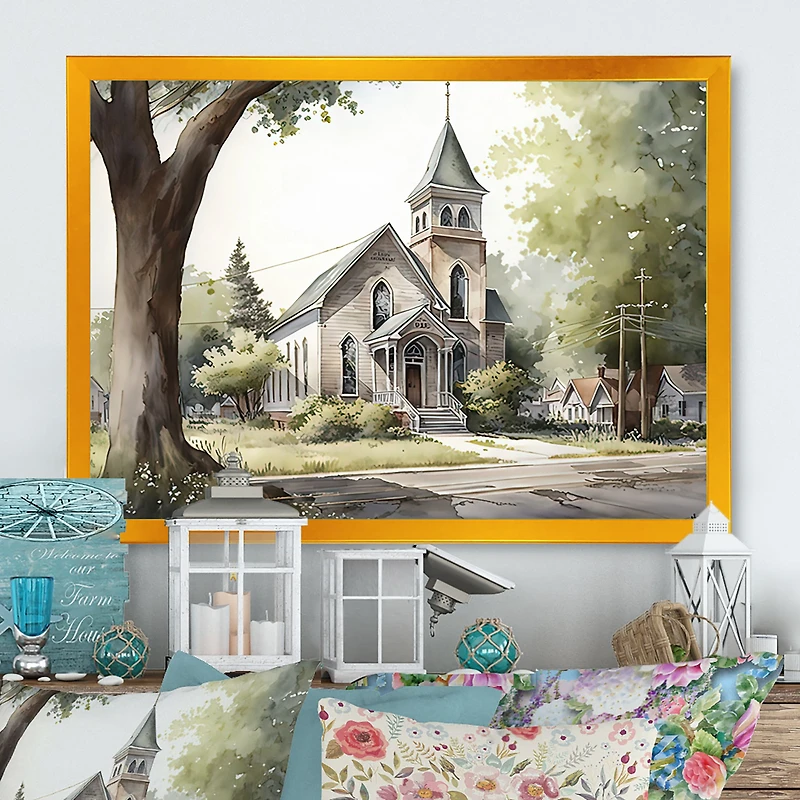 Monochome Yellow And Grey Farm Wall Art