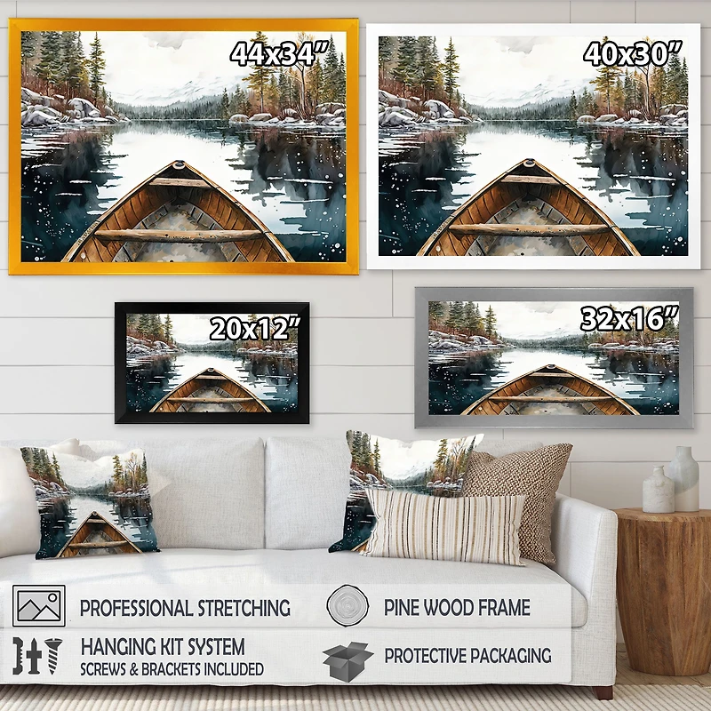 Winter Canoe Scenery I Wall Art