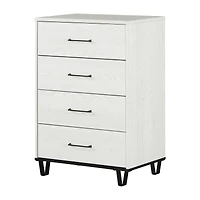 South Shore Furniture Arlen Commode à 4 tiroirs - Pin blanc et noir mat