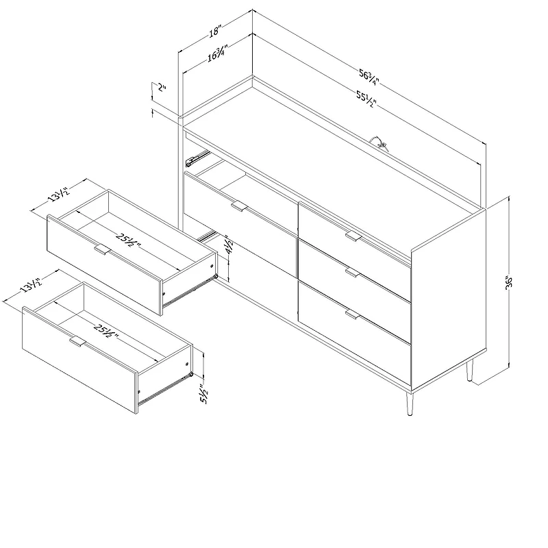 Hype 6-Drawer Double Dresser Winter Oak by South Shore Furniture