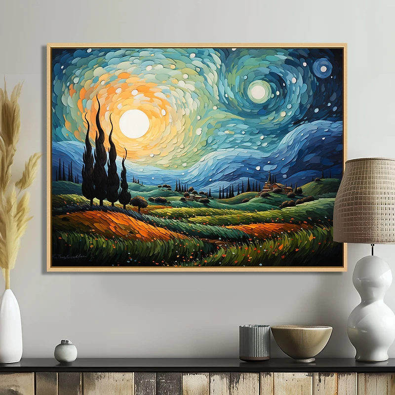 Van Gogh Inspired Swaying Cypress – Expressive Landscape Painting