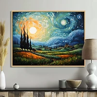 Van Gogh Inspired Swaying Cypress – Expressive Landscape Painting