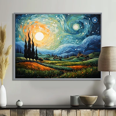 Cyprès ondulant inspiré de Van Gogh – Peinture expressive paysage