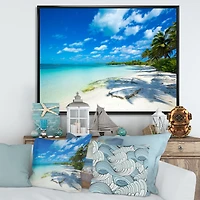 Tropical Beach with Palm Shadows  Canvas Print