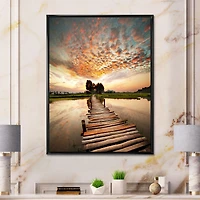 Makeshift Wooden Pier Over River  Canvas Wall Art