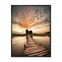 Makeshift Wooden Pier Over River  Canvas Wall Art