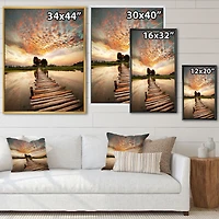 Makeshift Wooden Pier Over River  Canvas Wall Art