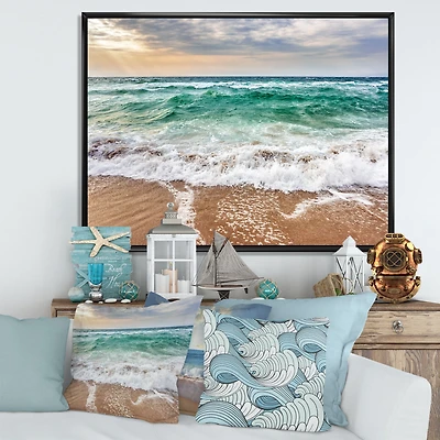 Crystal Clear Blue Foaming Waves  Canvas Wall Art