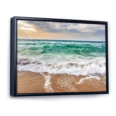 Crystal Clear Blue Foaming Waves  Canvas Wall Art