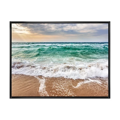 Crystal Clear Blue Foaming Waves Canvas Wall Art