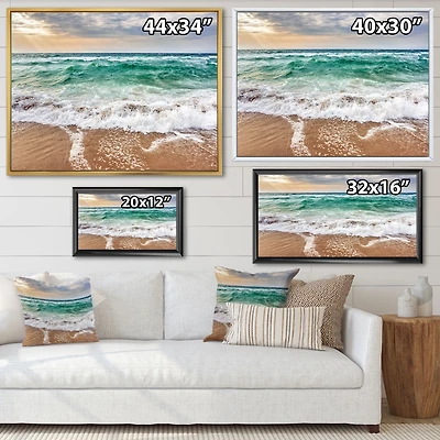 Crystal Clear Blue Foaming Waves Canvas Wall Art