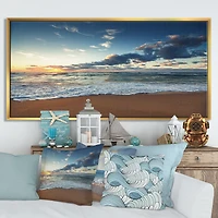 Sunrise and Glowing Waves Ocean  Canvas Wall Art