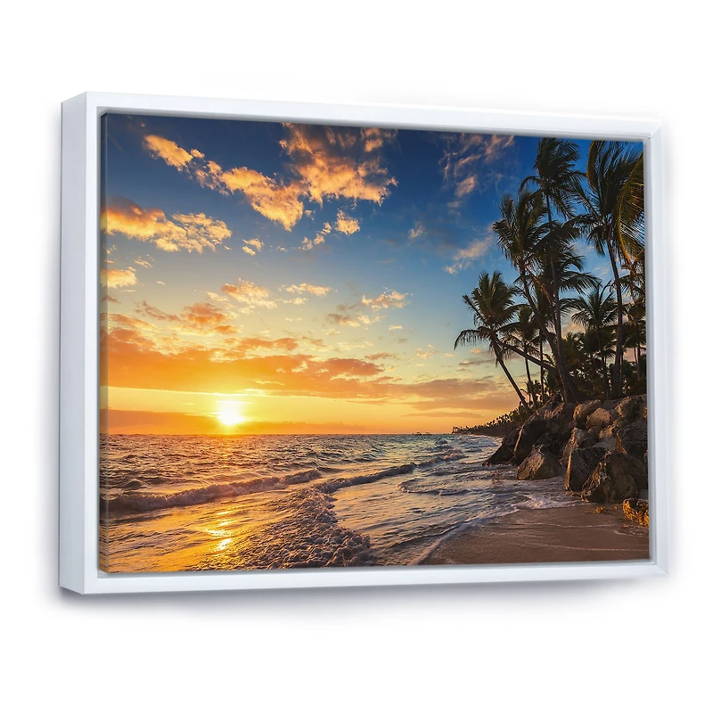 Paradise Tropical Island Beach with Palms  Art Canvas