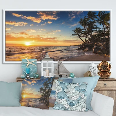 Paradise Tropical Island Beach with Palms Art Canvas