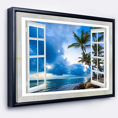 Window Open to Cloudy Blue Sky  Wall Art