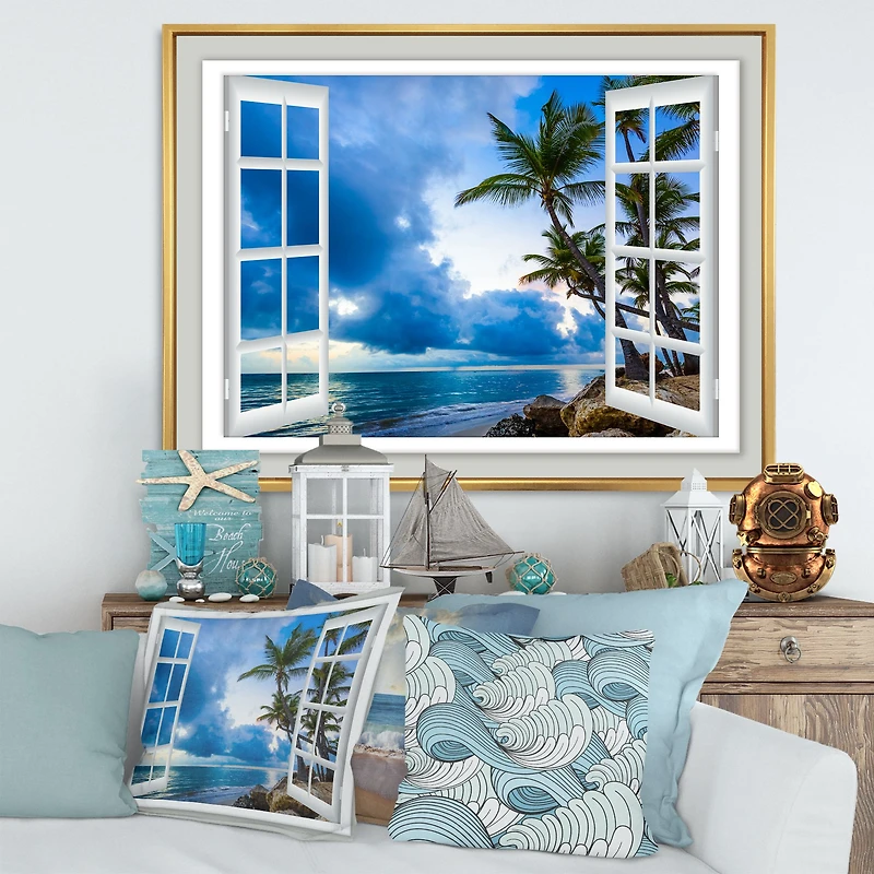 Window Open to Cloudy Blue Sky  Wall Art