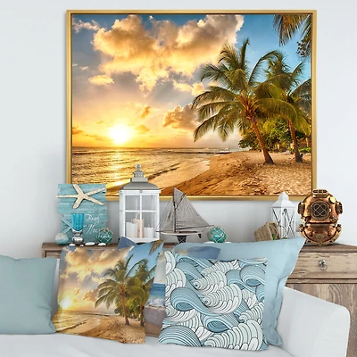 Gorgeous Beach of Island Barbados  Canvas Wall Art Print