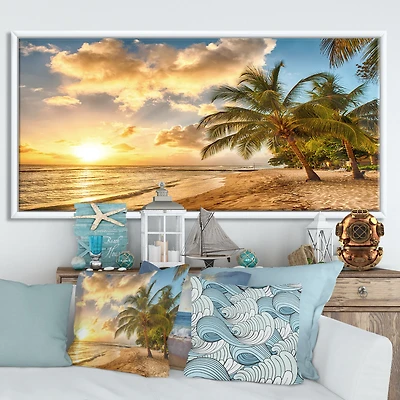 Gorgeous Beach of Island Barbados  Canvas Wall Art Print