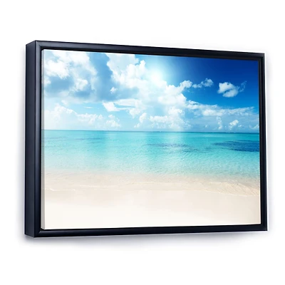 Sand of Beach Blue Caribbean Sea  Canvas Wall Art Print