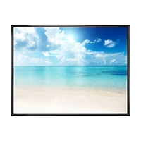 Sand of Beach Blue Caribbean Sea  Canvas Wall Art Print