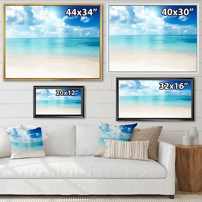 Sand of Beach Blue Caribbean Sea  Canvas Wall Art Print
