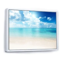 Sand of Beach Blue Caribbean Sea  Canvas Wall Art Print