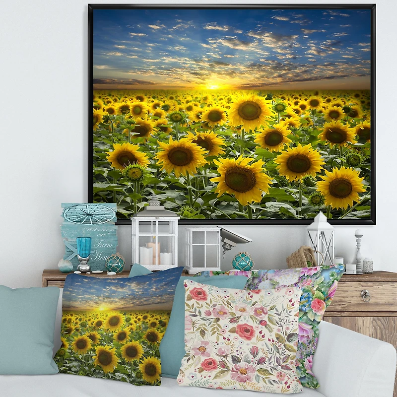 Field of Blooming SunFlowers  Canvas Wall Art