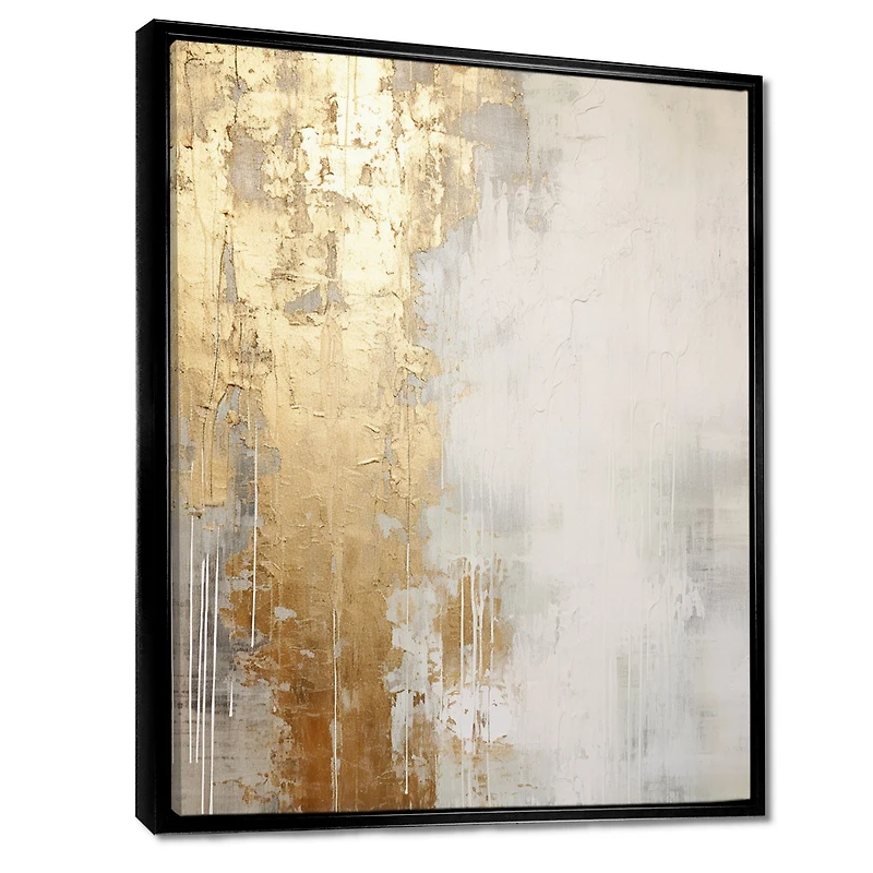 Peinture abstraite minimale « Gold and Beige River Flow »