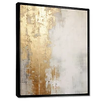 Peinture abstraite minimale « Gold and Beige River Flow »
